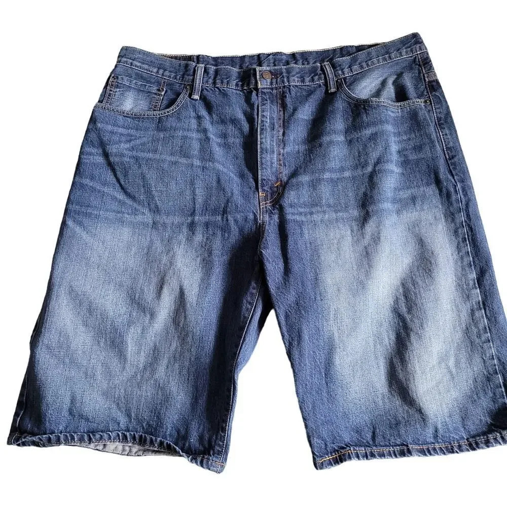 Levi's 569 Men's Jeans Shorts Size 42 Blue Denim 100% Cotton 5-Pockets Mid-Rise - Picture 2 of 10